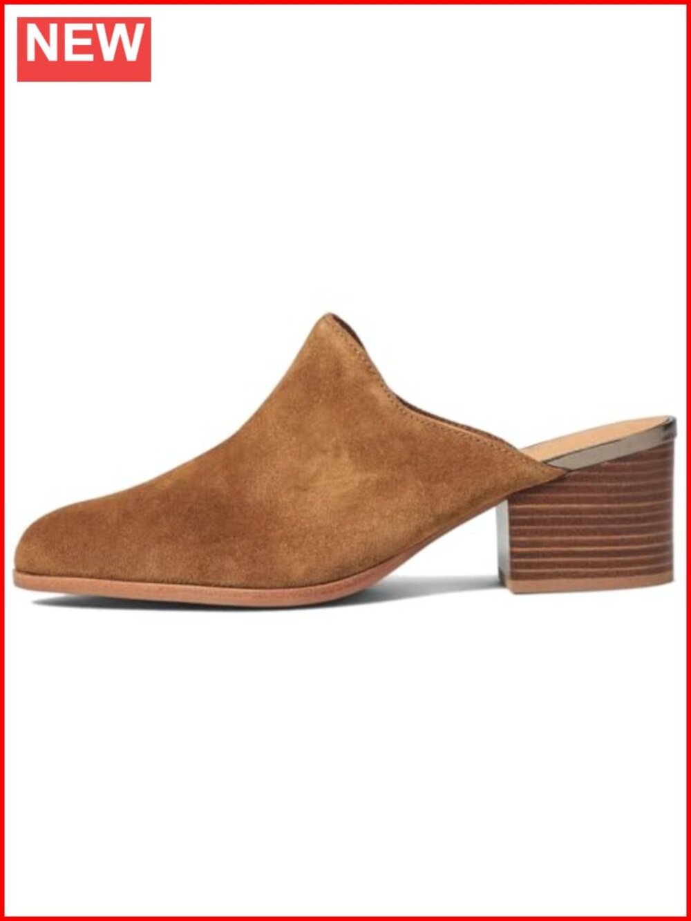 Suede Chunky Block Heel Pointed Closed Toe Mules Slip-On